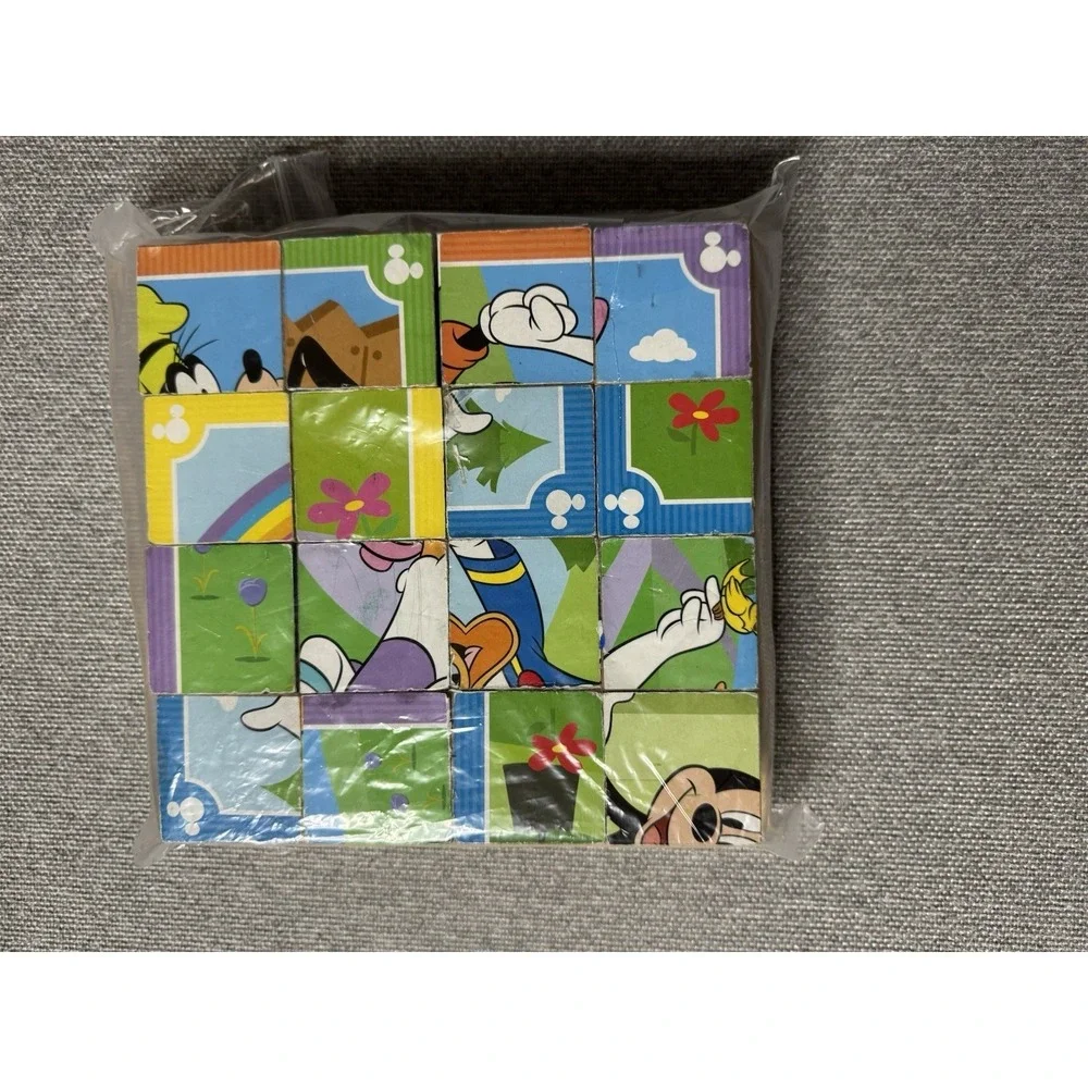 Melissa & Doug Disney Mickey Mouse, Wooden Cube 6 in 1 Puzzle Blocks with Tray